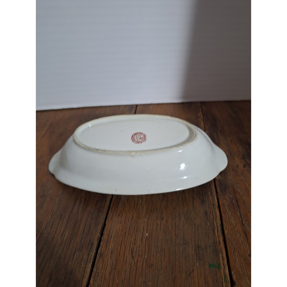 Vintage Hand Painted Japan Porcelain Floral Nappy Dish Handle Scalloped Edge‎ - Picture 4 of 7